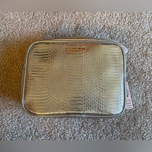 Victoria’s Secret Metallic Silver Snakeskin Crossbody Purse Gold Link Chain